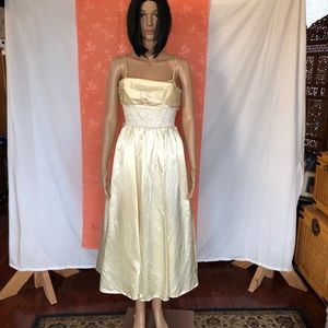 Jessica McClintock for Gunne sax satin dress ivory XS/7 Vintage